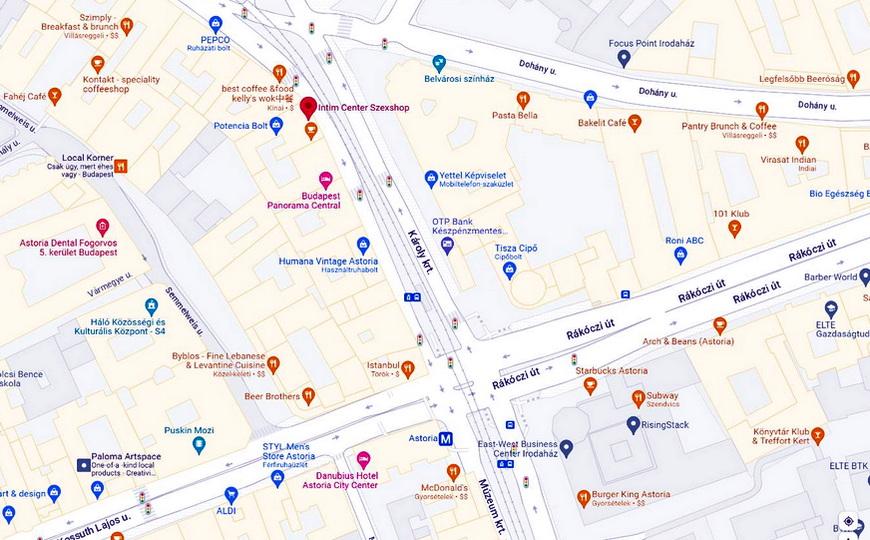 Az Intim Center szexshop az Astoriától pár méterre van